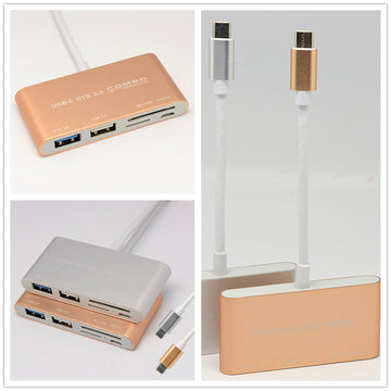 Adaptador 5em1 Tipo-c 3.1 Otg Usb 3.0 2.0 Hub Sd/tf Leitor P